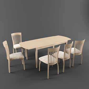 Sleek Dining Set 3D model image 1 