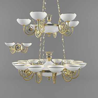 Elegant Crystal Chandelier & Sconce 3D model image 1 