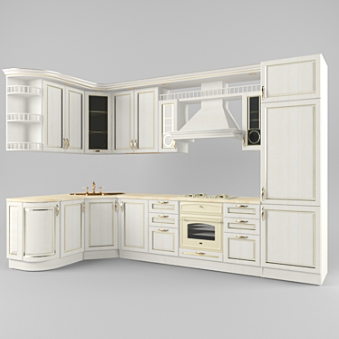 Classic Elegance: Custom-Designed Kitchen 3D model image 1 