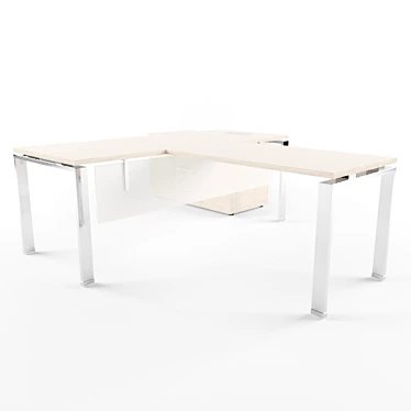 Executive Desk with Extension - BENT 3D model image 1 