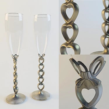 Elegant Wedding Goblets - Exquisite Profi Collection 3D model image 1 