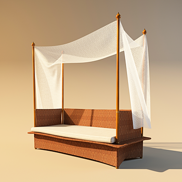 Luxury Daybed with Curtains 3D model image 1 