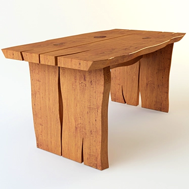 Sturdy Wooden Table 3D model image 1 
