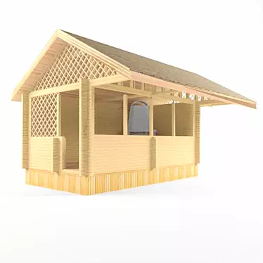 Rustic Wooden Gazebo 3D model image 1 