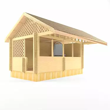 Rustic Wooden Gazebo | 100x100 Section 3D model image 1 