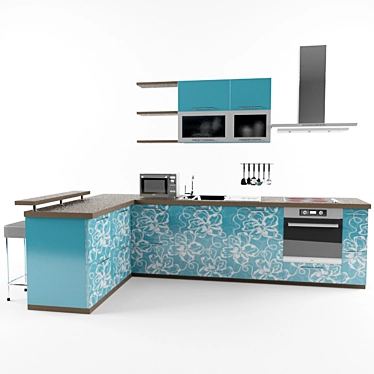 Sleek Kitchen Set 3D model image 1 