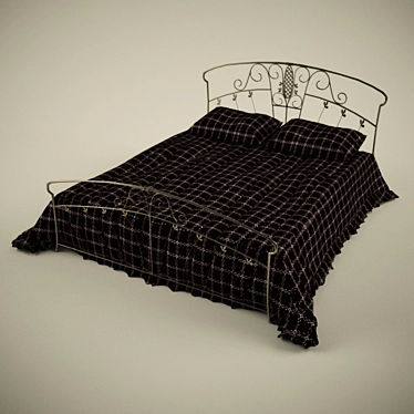 Stylish Double Bed 3D model image 1 