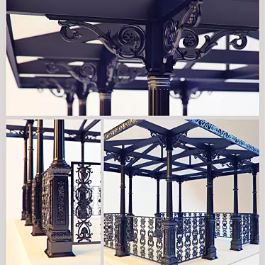 Elegant Cast Iron Gazebo 3D model image 1 