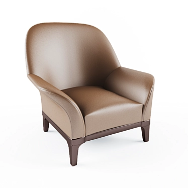 Classic Leather and Wood Armchair 3D model image 1 