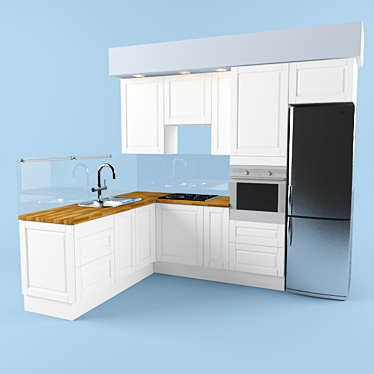Sleek and Modern Kitchen Set 3D model image 1 