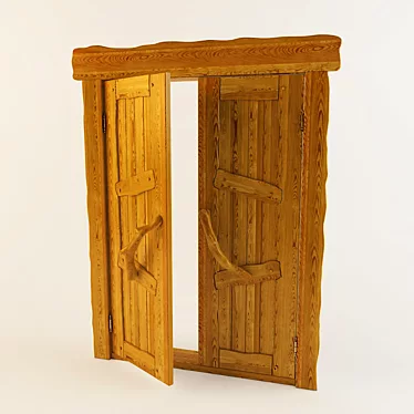 Title: Pine Wood Sauna Door 3D model image 1 