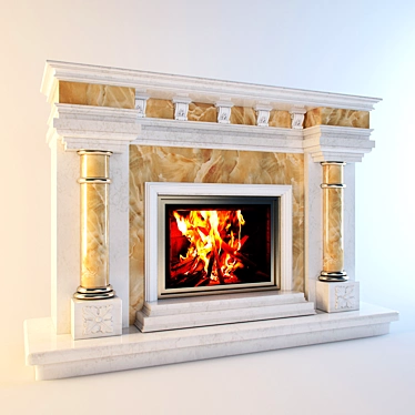 Marble & Onyx Fireplace: Elegant & Timeless 3D model image 1 