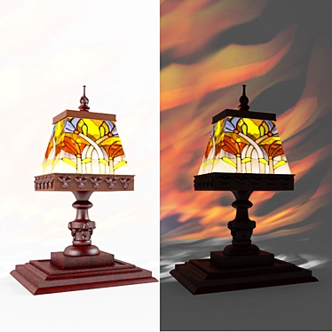 Elegant Wood and Glass Lamp 3D model image 1 