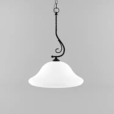 Massive 1-Light Metal and Glass Pendant 3D model image 1 