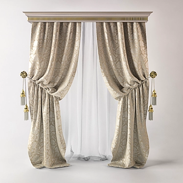 Beige Textured Curtain - Vray 3ds Max 3D model image 1 