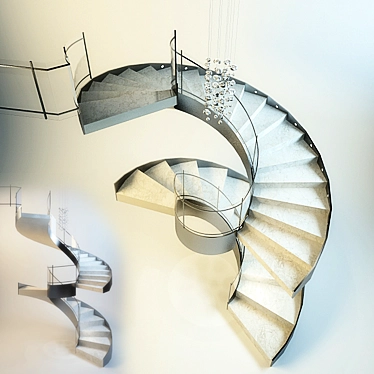 Spiral Metal Staircase with Textures 3D model image 1 