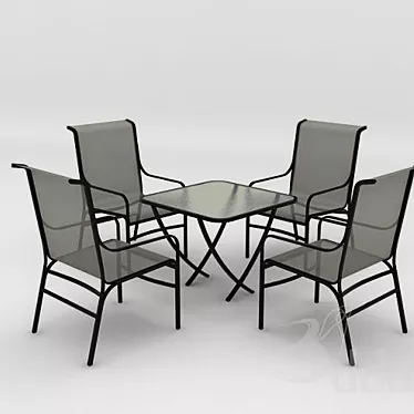 Rustic Oasis Table+Chairs 3D model image 1 