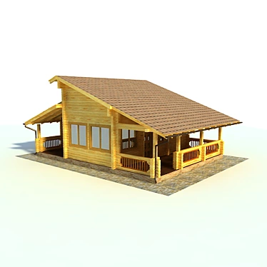 Mini Wooden Cottage Model 3D model image 1 