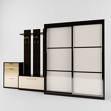 Elegant Entryway Wardrobe 3D model image 1 