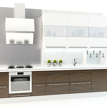 Contemporary Kitchen: Sleek Appliances & Designer Decor 3D model image 1 