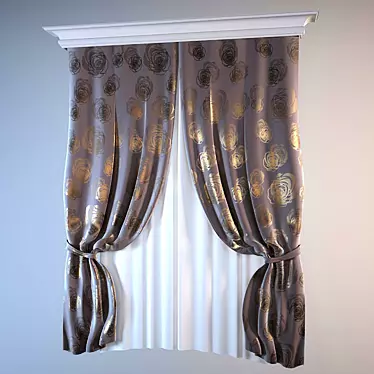 Rose Bloom Curtains 3D model image 1 