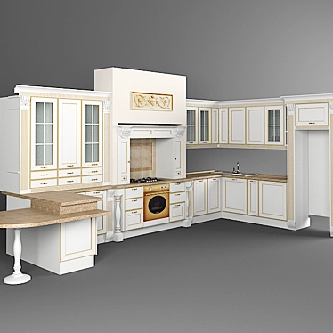 Title: Classic Style Kitchen 3D model image 1 