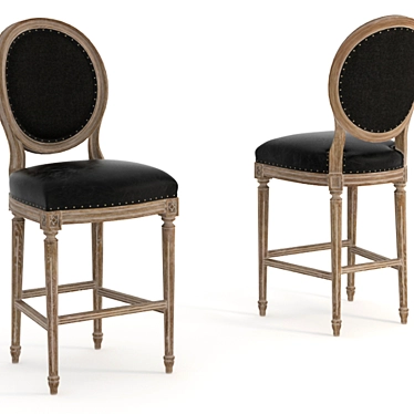 Curations Vintage Louis Bar Stool 3D model image 1 