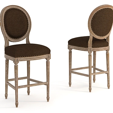 Elegant Vintage Louis High Bar Stool 3D model image 1 