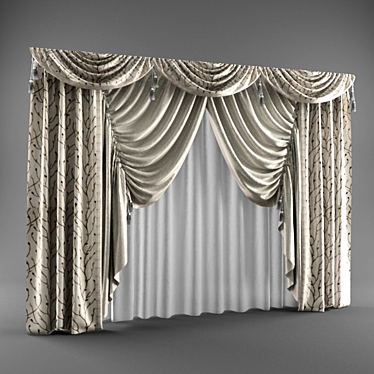 Classic Elegance Curtain 3D model image 1 