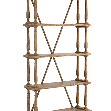 Rustic Cross Bookshelf: Natural Elegance 3D model image 1 