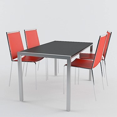 Artistic Table and Chairs Set 3D model image 1 