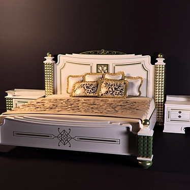 Sleek Sleep Set: Bed & Nightstands 3D model image 1 