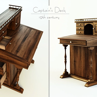 Nautical Captain's Desk 3D model image 1 