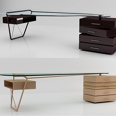 French Designer Office Table 3D model image 1 