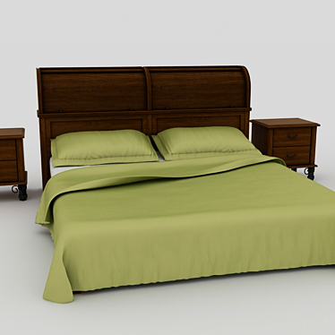 Headboard Storage Bed 3D model image 1 