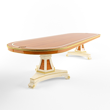 Luxury Oak and Gold Dining Table 3D model image 1 