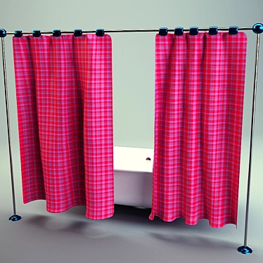 Versatile Freestanding Bathroom Curtain 3D model image 1 