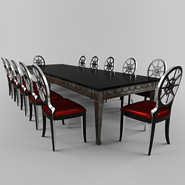 Modern Dining Set: Table & Chairs 3D model image 1 