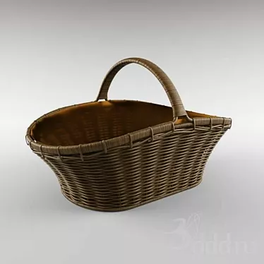 Vintage Rattan Woven Basket 3D model image 1 