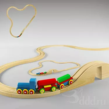 Wooden Toy Train 3D model image 1 