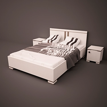 Elegant Bed with Matching Tables 3D model image 1 
