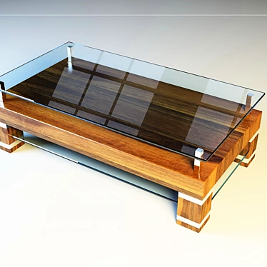 Stylish Wood and Glass Coffee Table 3D model image 1 