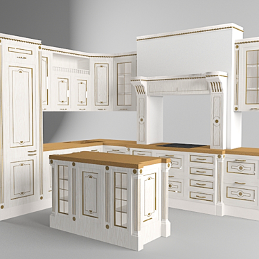 Elegant Athena Kitchen Set 3D model image 1 