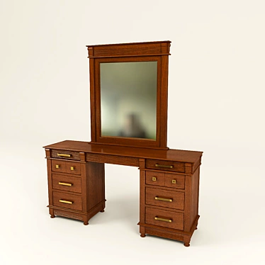Elegant Vanity Table with Mirror 3D model image 1 