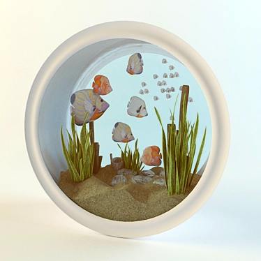 Dual-Sided Wall-Mounted Aquarium 3D model image 1 