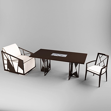 Modern Table and Chair Set 3D model image 1 