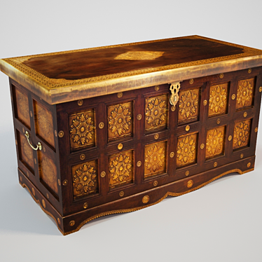 Elegant Oriental-style Chest 3D model image 1 