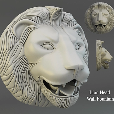 Regal Lion Wall Fountain 3D model image 1 