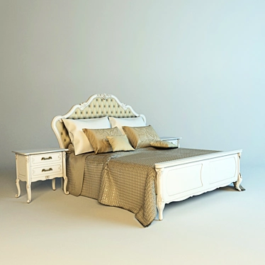 Title: Isabelle Classic Bed & Nightstand 3D model image 1 