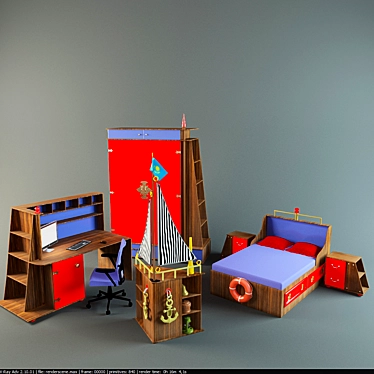 Cozy Haven: Baby Furniture Set 3D model image 1 